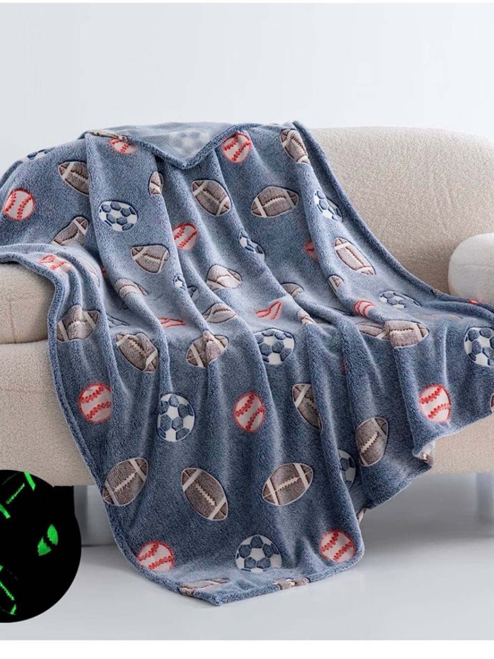 Glow in the Dark Sports Balls Blanket